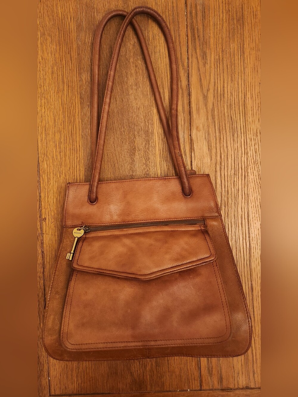 Vintage Fossil Tan Leather Shoulder Bag Circa 1990-2005 Beautiful Leather!!!